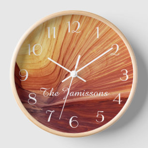 Rustic, Name, Southwest Abstract Round  Clock