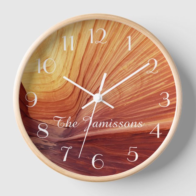 Rustic, Name, Southwest Abstract Round  Clock (Front)