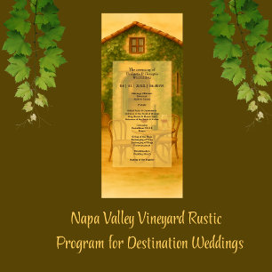 Rustic Napa Valley Vineyard Golden Wedding  Program