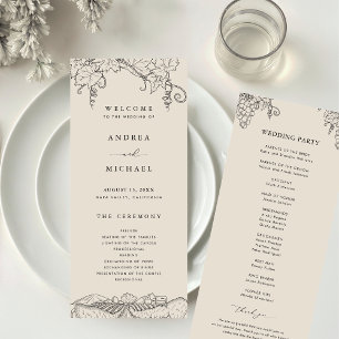 Rustic Napa Valley Winery Vineyard Wedding Program