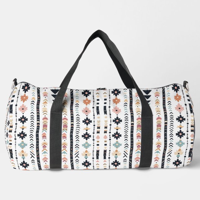 Rustic Native Ethnic Mudcloth Aesthetic Vertical Duffle Bag (Front)