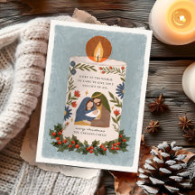 Rustic Nativity Candle Religious Christmas Flat