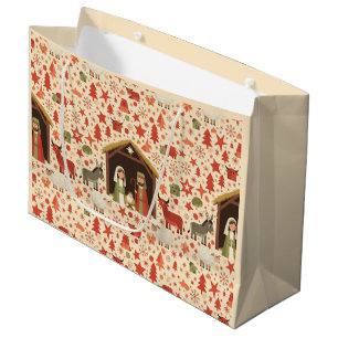 Rustic Nativity Scene Christmas Gift Bag