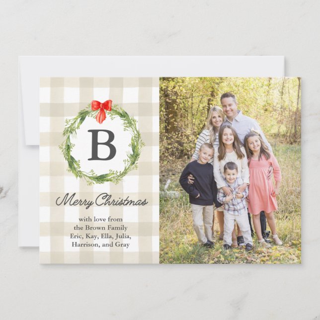 Rustic, Natural Christmas Photo Card (Front)