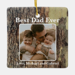 Rustic natural distressed tree bark forest trees ceramic ornament