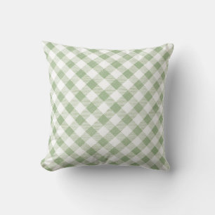 Rustic Natural Sage Gingham Plaid Cushion