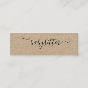 Rustic Natural Simple Plain Babysitter Au Pair Mini Business Card