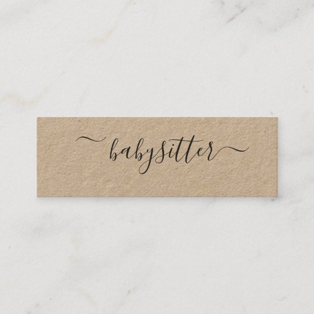 Rustic Natural Simple Plain  Babysitter Au Pair Mini Business Card (Front)