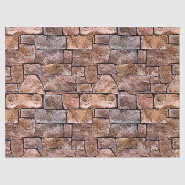 Rustic Natural Stone Wall Pattern Print Tissue Paper (Front)