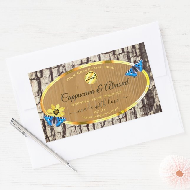 Rustic Natural Tree Bark Grain Product Labels Logo (Envelope)