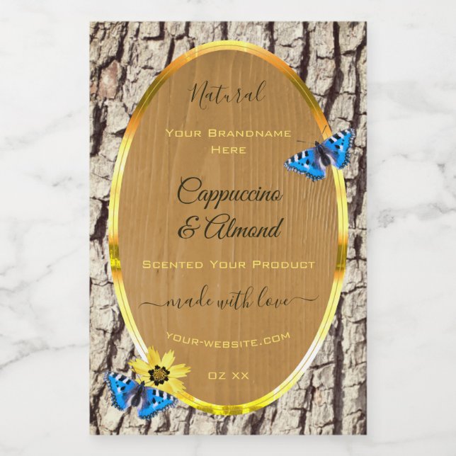 Rustic Natural Tree Bark Wood Grain Product Labels (Single Label)