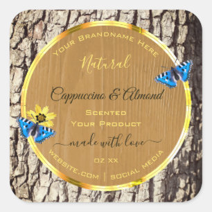 Rustic Natural Tree Bark Wood Grain Product Labels