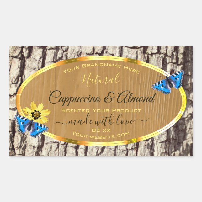 Rustic Natural Tree Bark Wood Grain Product Labels (Front)