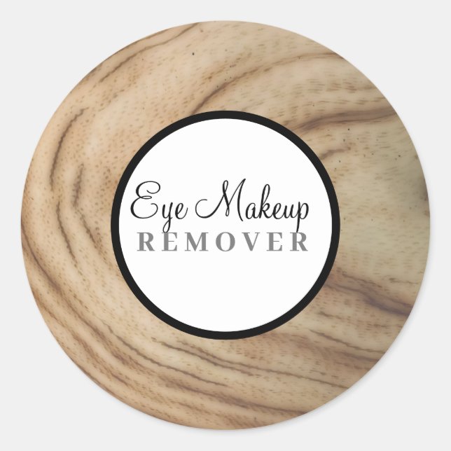 Rustic Natural Wood Grain Custom Makeup Labels (Front)