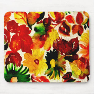 Rustic Nature Fall Leaves Painting Mouse Pad