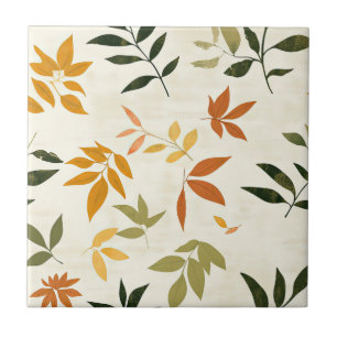 Rustic Nature-Inspired Leaf - Botanical Art (2) Ceramic Tile