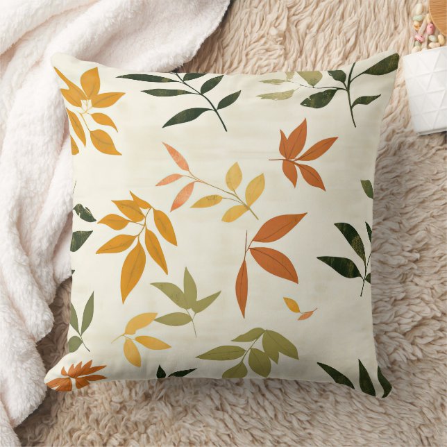 Rustic Nature-Inspired Leaf - Botanical Art (2) Cushion (Blanket)