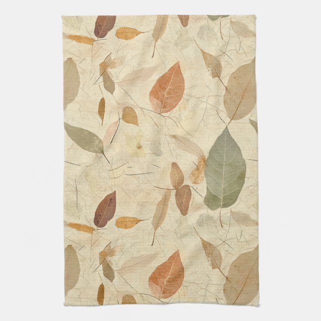 Rustic Nature-Inspired Leaf - Botanical Art (3) Tea Towel (Vertical)