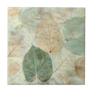 Rustic Nature-Inspired Leaf - Botanical Art (4) Ceramic Tile