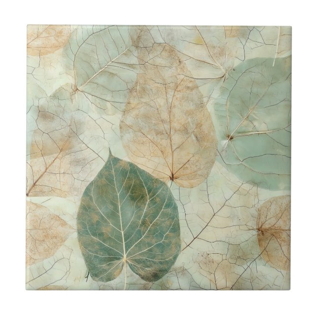 Rustic Nature-Inspired Leaf - Botanical Art (4) Ceramic Tile (Front)