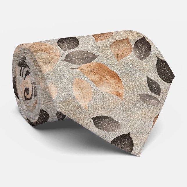 Rustic Nature-Inspired Leaf - Botanical Art (8) Tie (Rolled)