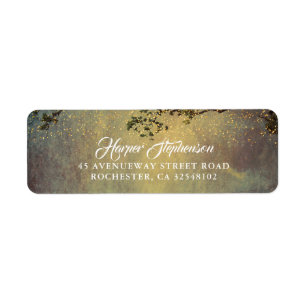 Rustic Nature Tree String Lights Wedding Return Address Label