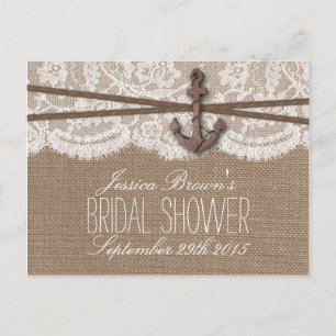 Rustic Nautical Anchor Bridal Shower Recipe Card