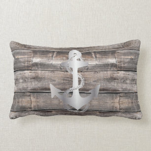 rustic nautical ANCHOR + ROPE Lumbar Cushion