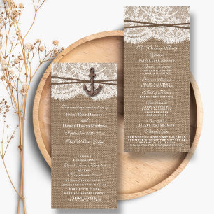 Rustic Nautical Anchor Wedding Program Rack Card