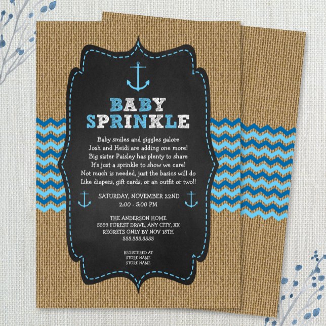 Rustic Nautical baby sprinkle invitations (Creator Uploaded)