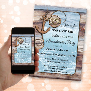 Rustic Nautical Bachelorette Sailing Invitation