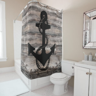rustic nautical background with ANCHOR   Shower Curtain