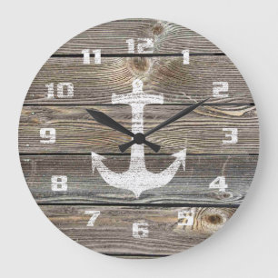 Rustic Nautical Beautiful authentic looking Wood Large Clock