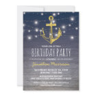 Rustic Nautical Blue Gold Mens Birthday Party