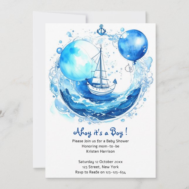 Rustic Nautical Charm: Boy Baby Shower Invitation (Front)
