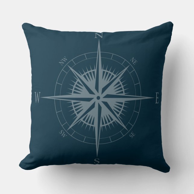 Rustic Nautical Compass Cushion (Front)