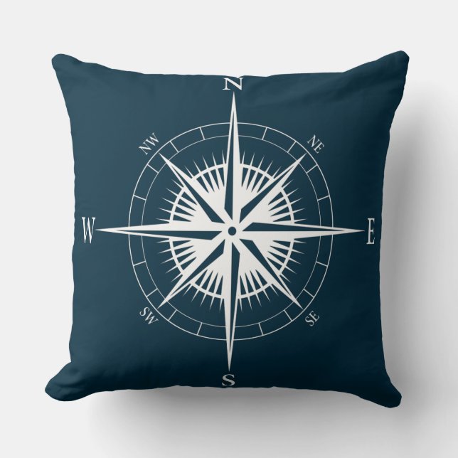 Rustic Nautical Compass Cushion (Front)
