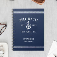 Rustic Nautical Navy Boat Name Captain's Log