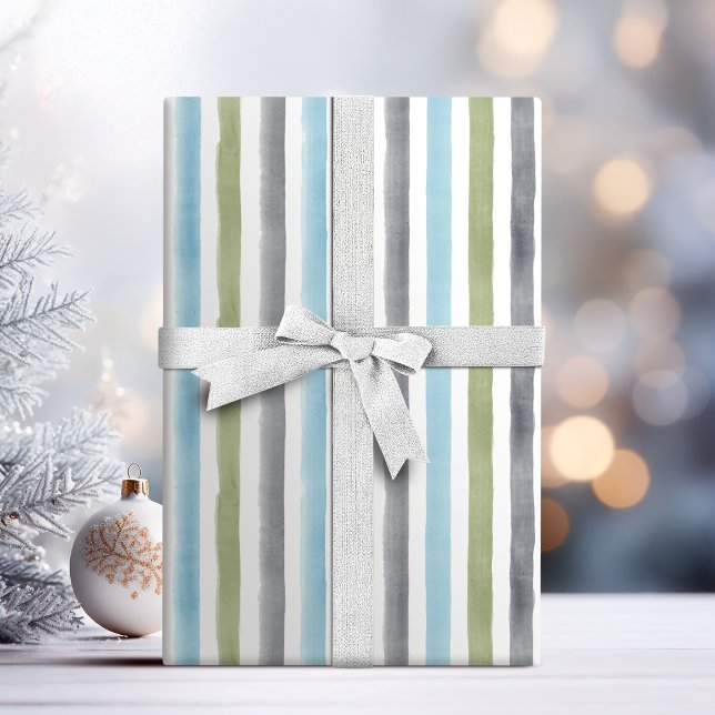 Rustic nautical watercolor stripes beach wedding wrapping paper (Rustic nautical watercolor stripes beach wedding wrapping paper)