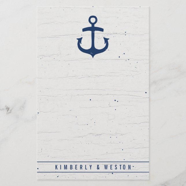Rustic Nautical Wedding Note Paper / Navy (Front)
