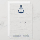 Rustic Nautical Wedding Note Paper / Navy (Front/Back)