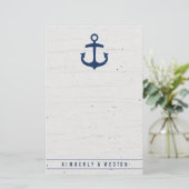 Rustic Nautical Wedding Note Paper / Navy (Standing Front)