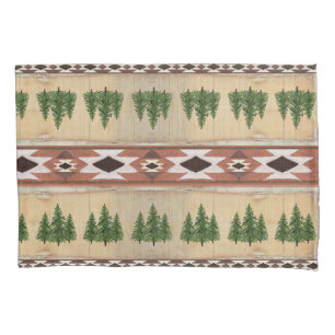 Rustic Navajo Tribal Pattern Western Cabin Wood Pillowcase