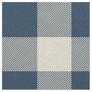 Rustic Navy and Beige Buffalo Plaid Fabric