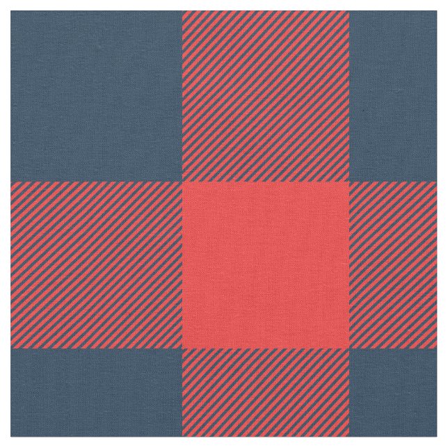 Rustic Navy and Red Buffalo Plaid Fabric (Close Up)