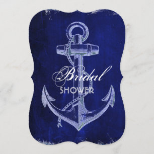 rustic Navy Blue anchor nautical bridal shower Invitation