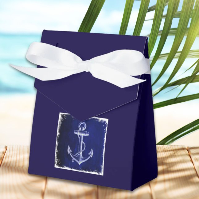 rustic Navy Blue anchor nautical wedding Favour Box (rustic Navy Blue anchor nautical wedding Favor Boxes)