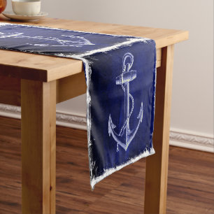 rustic Navy Blue anchor nautical wedding Short Table Runner