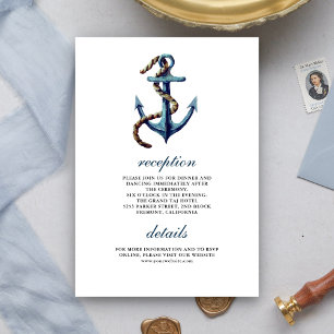 Rustic Navy Blue Anchor Rope Wedding Details Enclosure Card