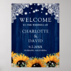 Rustic Navy Blue Barn Wood Lace Wedding Sign